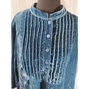 Veranesi Bohemian Crushed Velvet Tunic Women's Size 1X Blue Velvet FREE SHIPPING